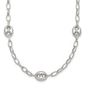 Sterling Silver 17in w/1.5in ext. Puffed Mariner Link Necklace