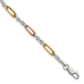 SS Rose/Gold-tone Polished 4.0mm Figaro Rope 7.5 Inch Bracelet