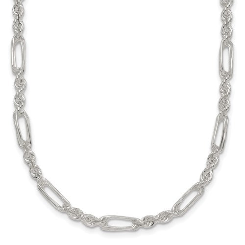 Sterling Silver Polished 4.0mm Figaro Rope 18 Inch Necklace