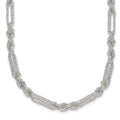 Sterling Silver Polished Textured 4.5mm Figaro Rope 18in Necklace