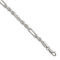 Sterling Silver Polished Textured 4.5mm Figaro Rope 7.5in Bracelet