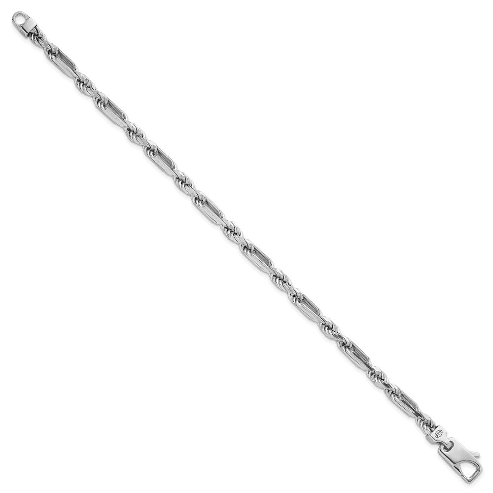 Sterling Silver Rhodium-plated Polished Figaro Rope 4.75mm 8in Bracelet
