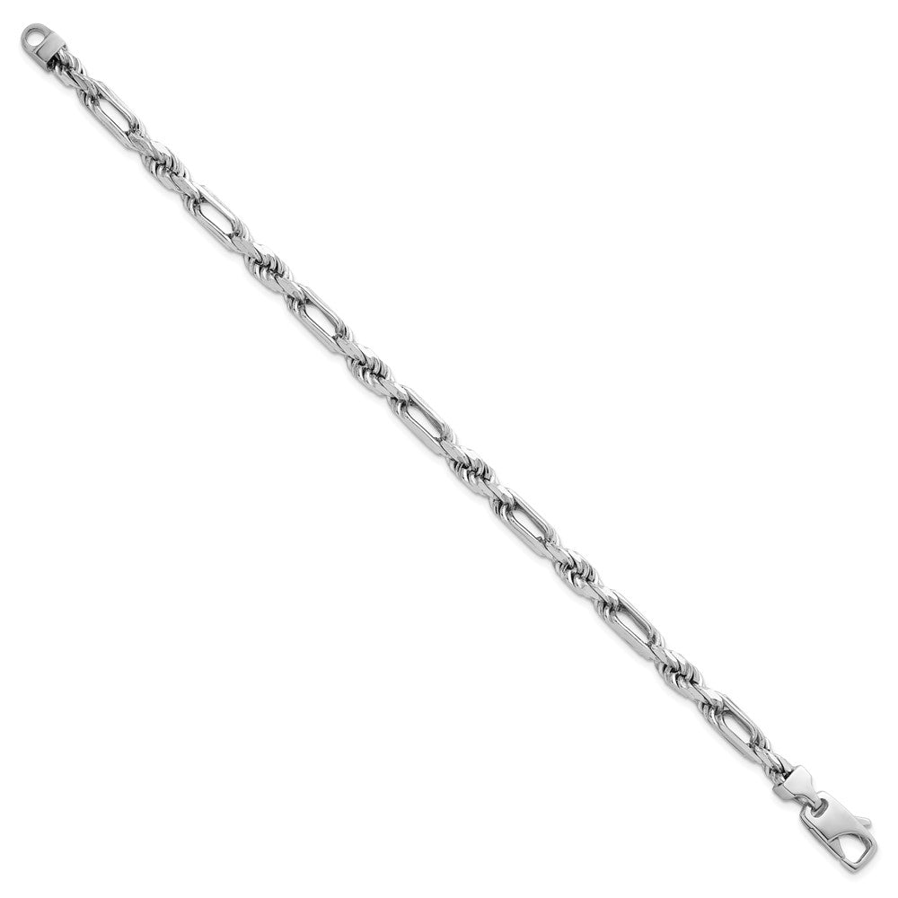 Sterling Silver Rhodium-plated Polished Figaro Rope 5.5mm 8in Bracelet