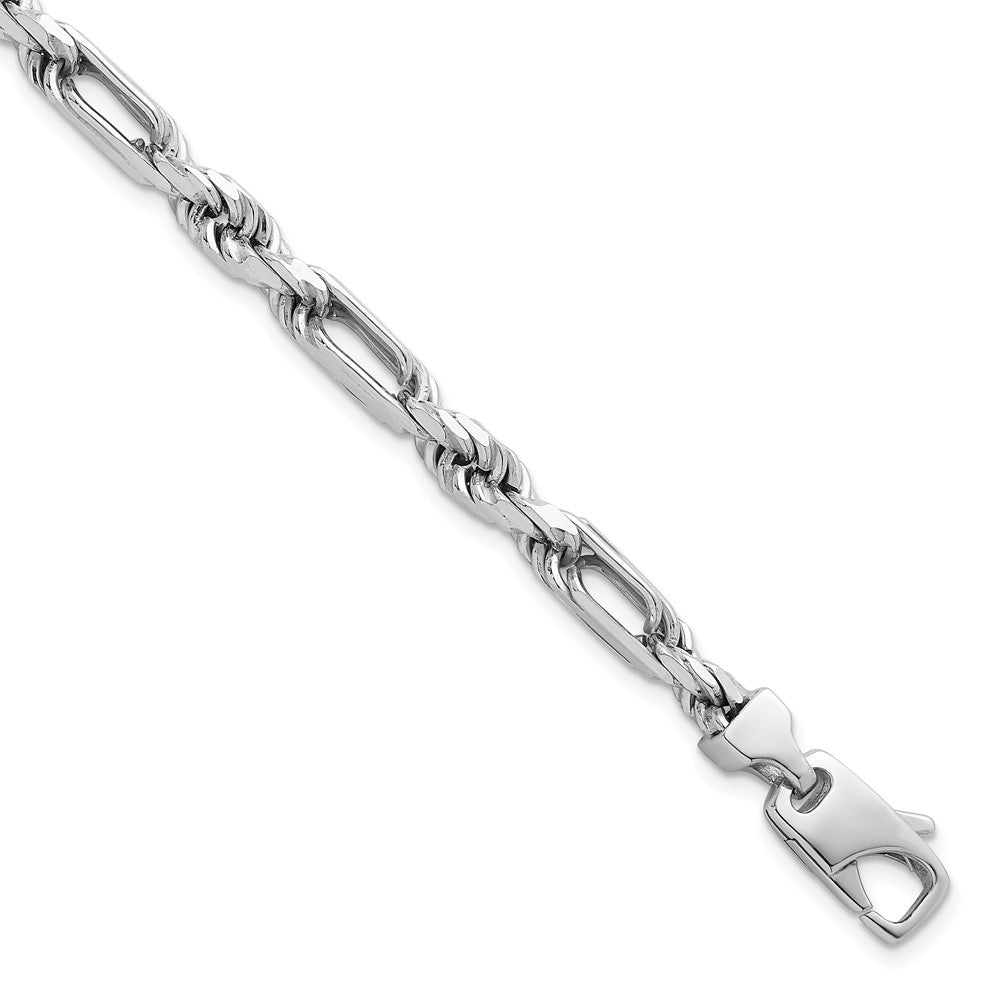 Sterling Silver Rhodium-plated Polished Figaro Rope 5.5mm 8in Bracelet