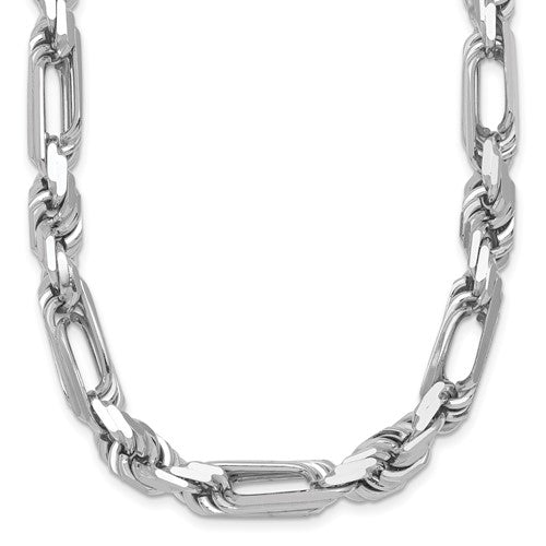 Sterling Silver Rhodium-plated Polished Figaro Rope 8mm 20in Necklace