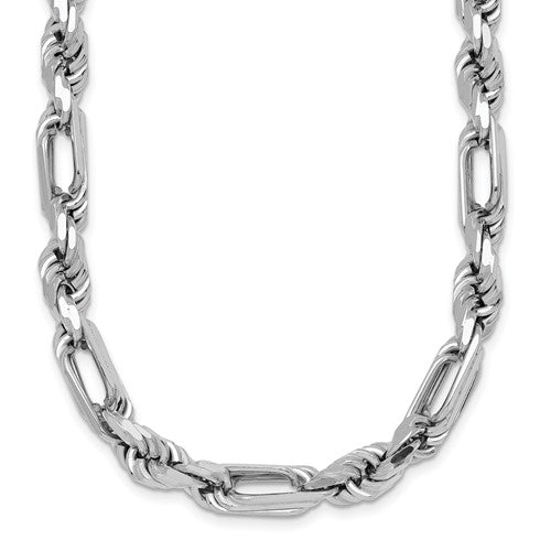 Sterling Silver Rhodium-plated Polished Figaro Rope 7mm 20in Necklace