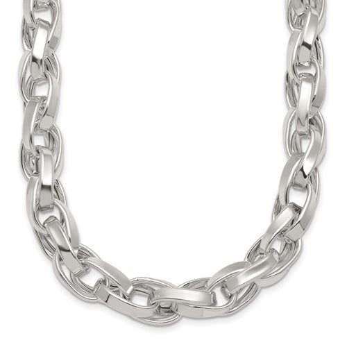 Sterling Silver Polished 18in Double Twist Link Necklace