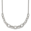 Sterling Silver Polished Graduated Cable 16in w/2in Ext Necklace