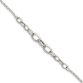 Sterling Silver Polished Graduated Cable 7in w/1in Ext Bracelet