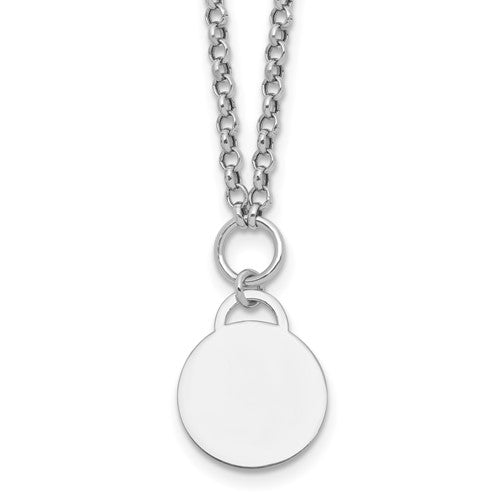 Sterling Silver Rhodium-plated Polished 16 w/2in ext Round Disc Necklace