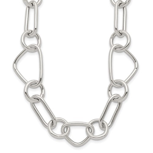 Sterling Silver Polished 17.5in Fancy Link Necklace
