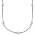 Sterling Silver Polished and Beaded CZ 16.75in w/.5in Ext Necklace
