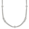 SS Polished and Beaded Fancy 2-Strand Link 17.5in Necklace