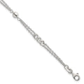 Sterling Silver Polished and Beaded Fancy 2-Strand Link 7.25in Bracelet