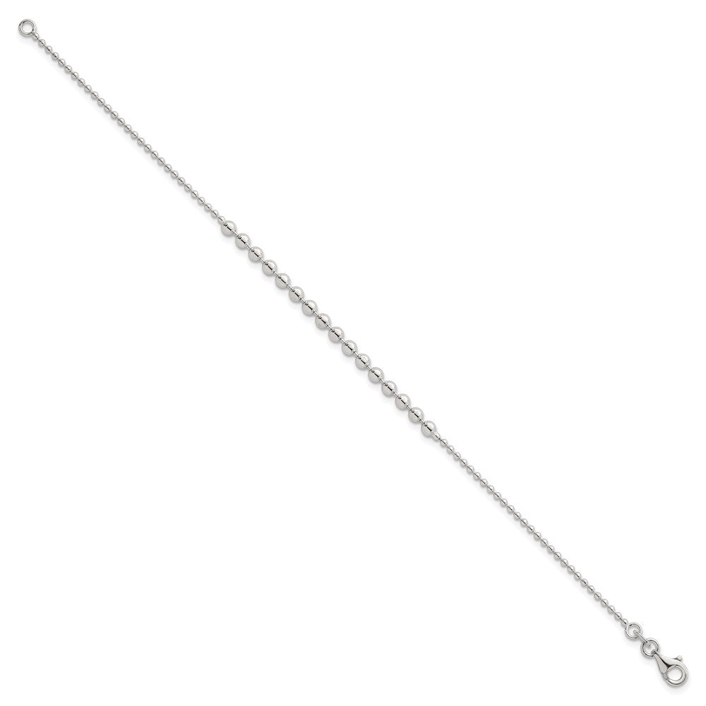 Sterling Silver Polished Beaded 7.5 Inch Bracelet