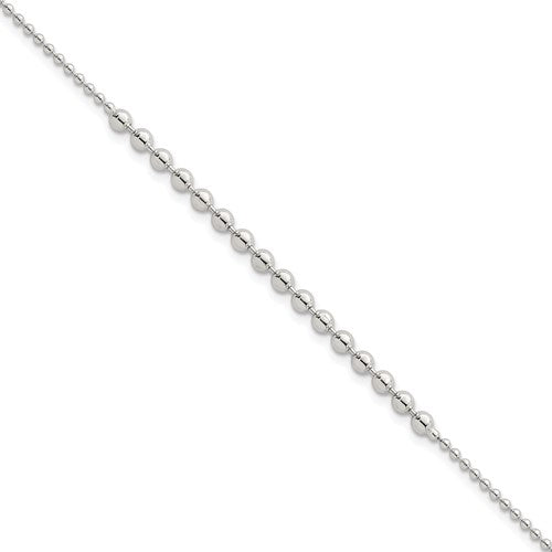 Sterling Silver Polished Beaded 7.5 Inch Bracelet