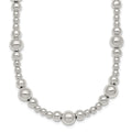 Sterling Silver Polished and Beaded 17 Inch Necklace