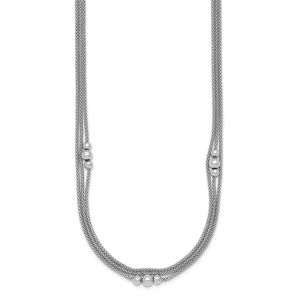 Sterling Silver Rhodium-plated Three Strand 17in w/1in ext. Necklace