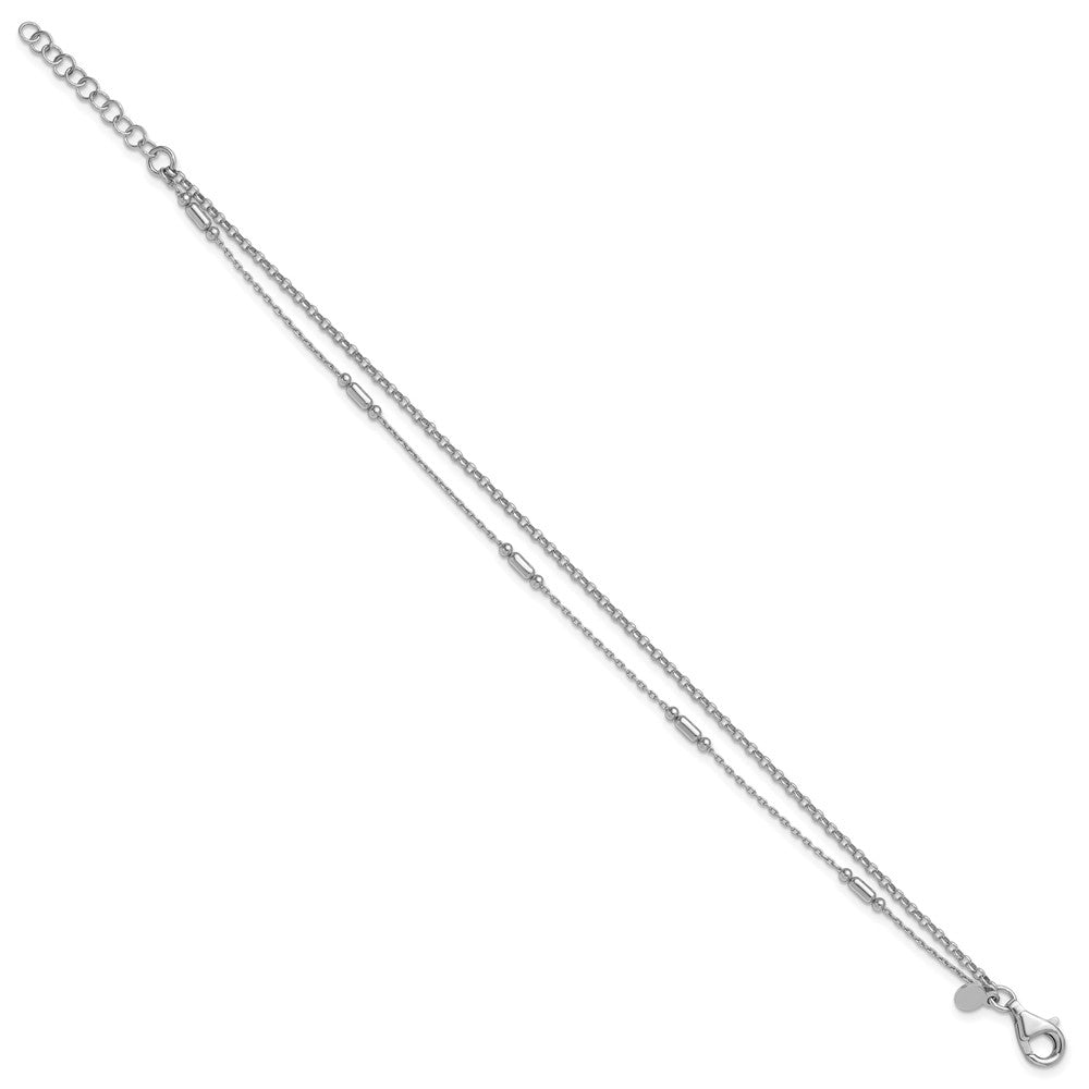 Sterling Silver Rhodium-plated Polished 2-strand 7 w/1in ext Bracelet