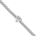 Sterling Silver RH-plated Polished Round and Heart CZ 7.25in Bracelet