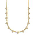 Sterling Silver Gold-tone Polished Pave CZ Hearts 16in w/ 2in Ext Necklace
