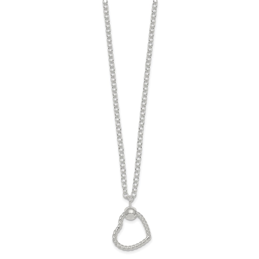 Sterling Silver Polished and Twisted Heart 18 Inch Necklace