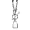 Sterling Silver Rhodium-plated CZ 16 w/2in ext Lock Pendant Necklace