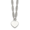 Sterling Silver Polished Engravable Heart 16in w/2in Ext Necklace