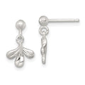 Sterling Silver Polished 3 Leaf Post Dangle Earrings