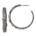 Sterling Silver Antiqued Graduated Floral Post Hoop Earrings