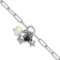 SS RH-pl FWC Pearl Stars Acrylic Bead 6.75in w/1in ext. Paperclip Bracelet