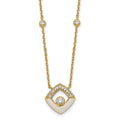 Sterling Silver Gold-tone CZ Enamel 16in w/1.5in Ext Necklace