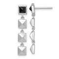 SS RH-plated Polished Squares Black CZ Post Dangle Earrings