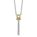 Sterling Silver Gold-tone CZ Polished 16in w/1.25in ext Necklace