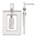 Sterling Silver Rectangle Mother of Pearl Post Dangle Earrings