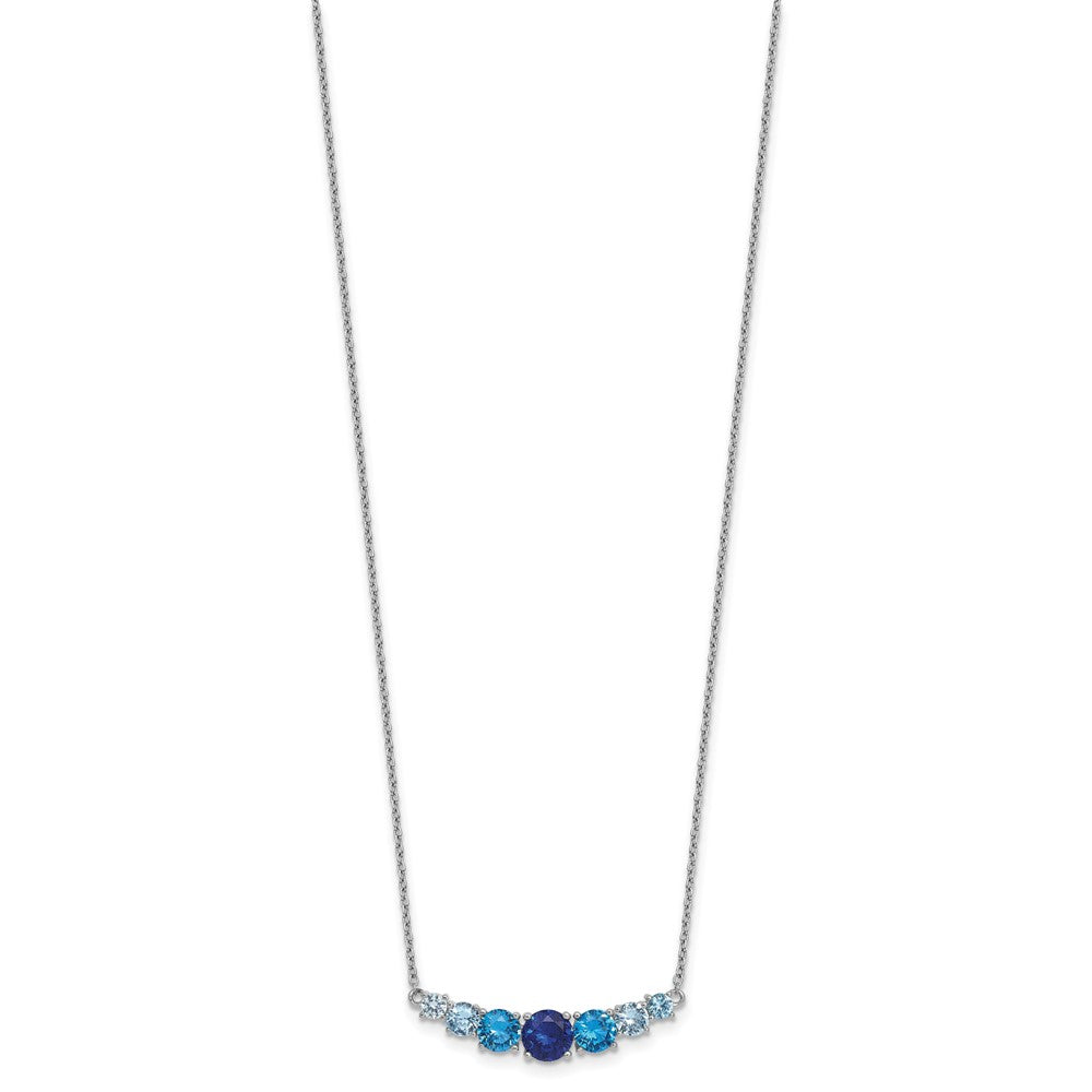 SS RH-plated Lab Cr. Spinel/Cr. Aquamarine 16in w/2in Ext Necklace