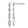 Sterling Silver RH-plated Polished Fancy CZ Drop Dangle Earrings