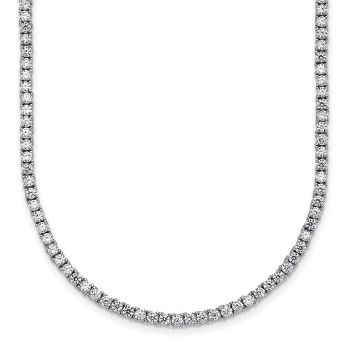 Sterling Silver Rhodium-plated CZ Tennis Necklace