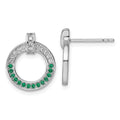 Sterling Silver Rhodium-plated White & Green CZ Post Earrings