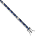 Sterling Silver RH-plated Polished Blue and White CZ 7in Tennis Bracelet