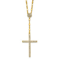Sterling Silver Gold-tone Polished CZ Cross 16in w/2in Ext Necklace