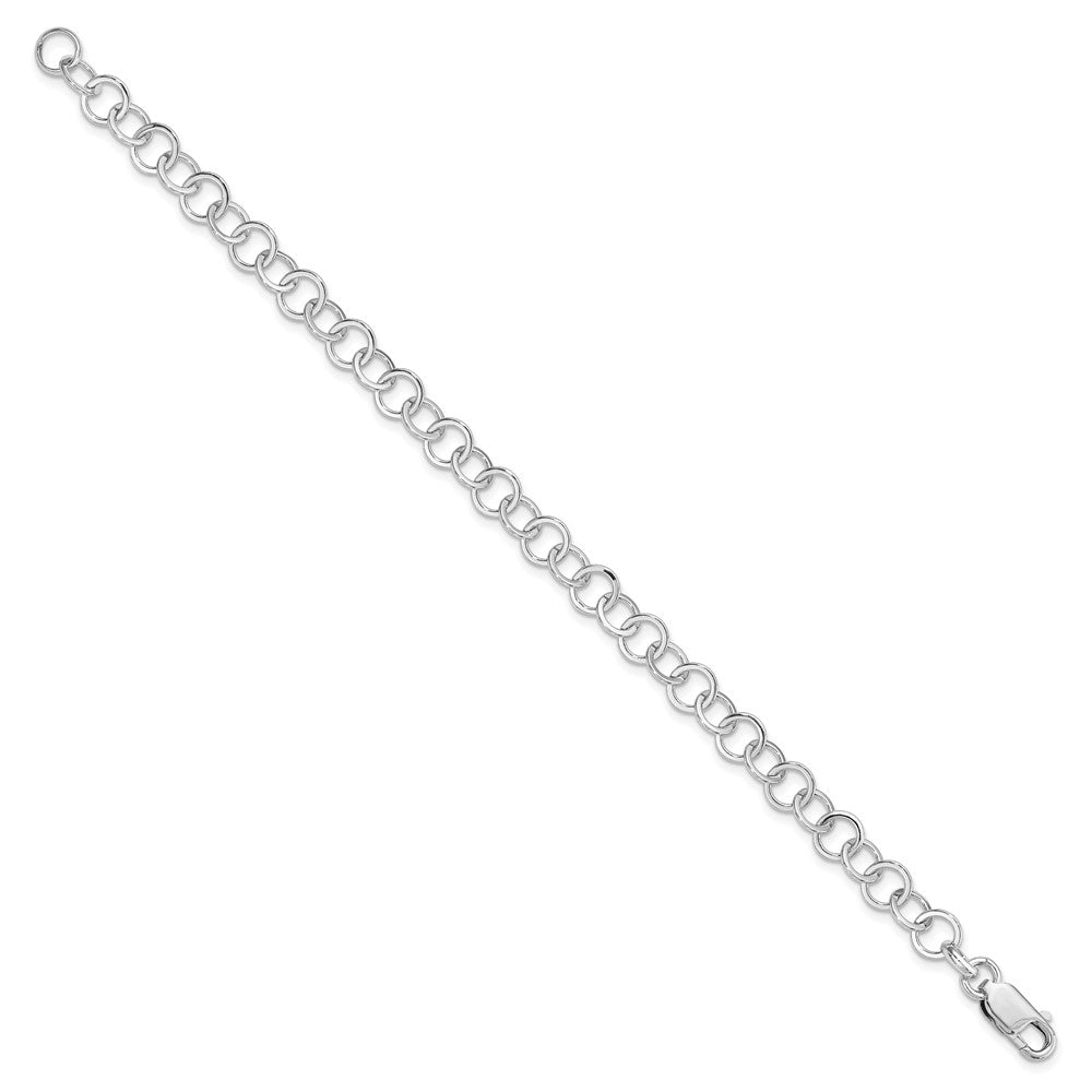 Sterling Silver Amore La Vita Rhod-pl 7.5 inch Fancy Link Charm Bracelet