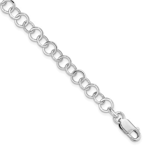Sterling Silver Amore La Vita Rhod-pl 8.5 inch Fancy Link Charm Bracelet