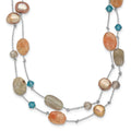 Labradorite/Red Moonstone/FW Cultured Pearl/Crystal Necklace