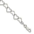 Sterling Silver 7 inch Polished Fancy Heart Link Bracelet