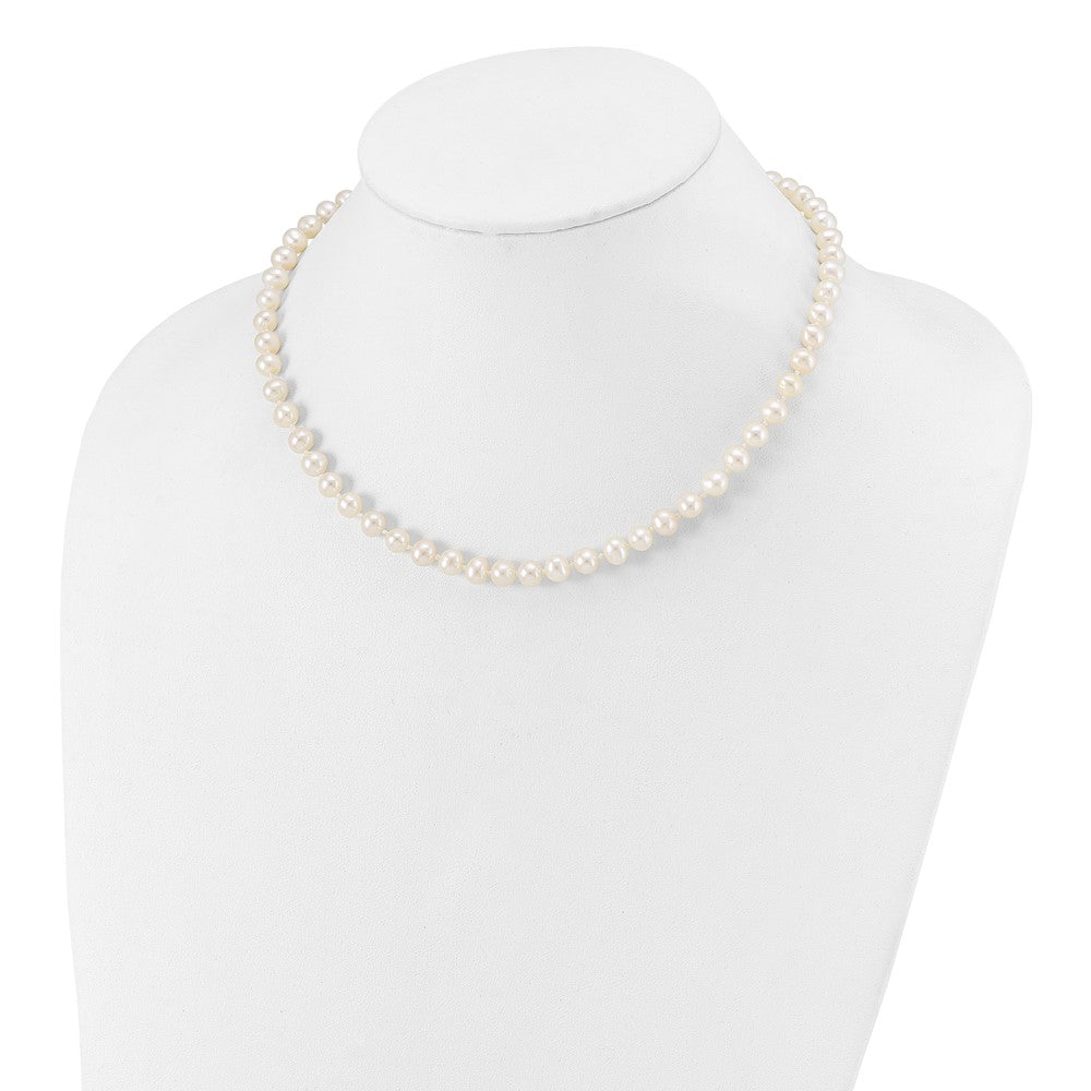 Sterling Silver Rhodium-plated 6-7mm White FWC Pearl Necklace
