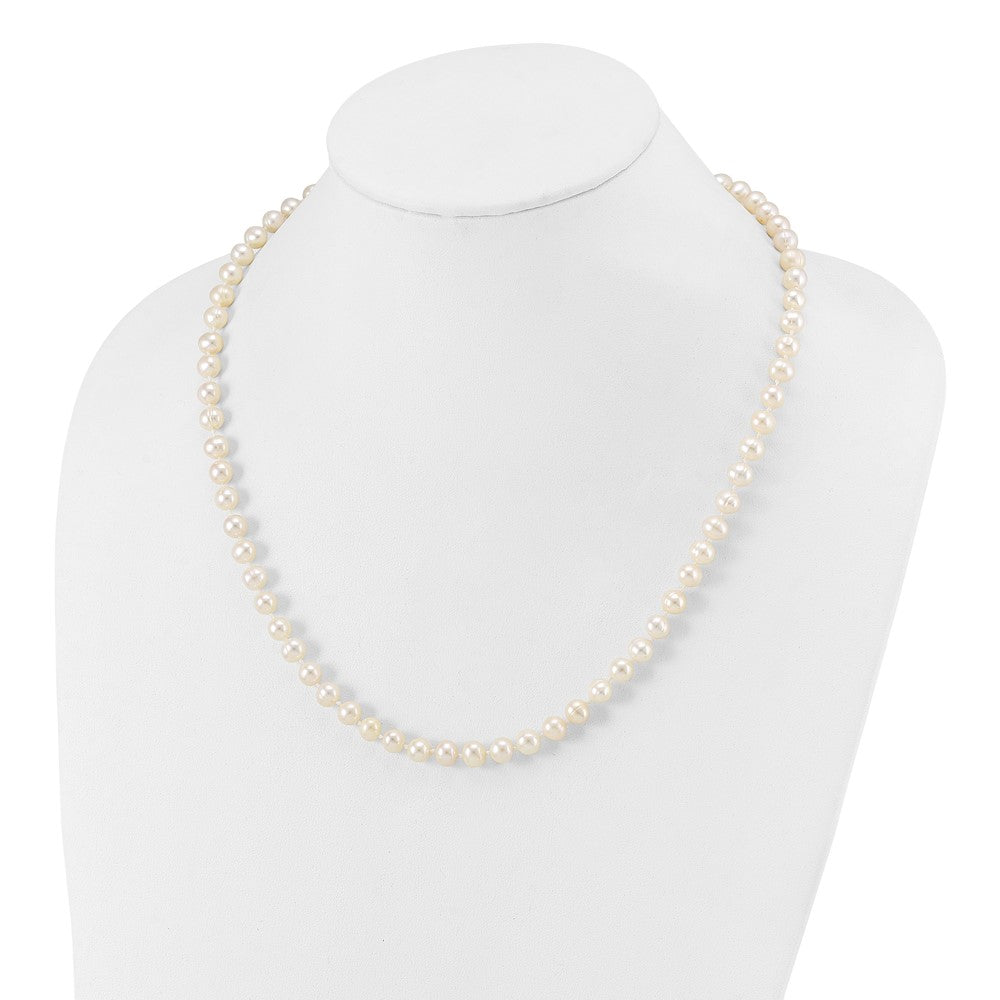 Sterling Silver Rhodium 6-7mm White Freshwater Cultured Pearl Necklace