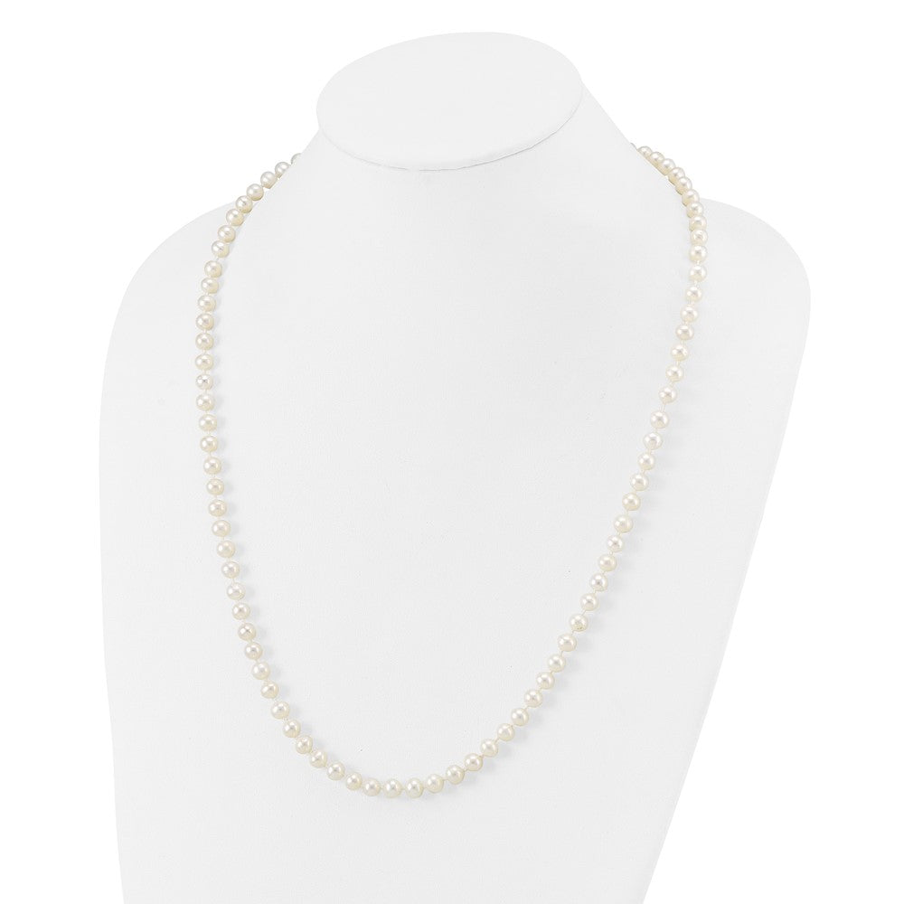 Sterling Silver Rhodium 6-7mm White Freshwater Cultured Pearl Necklace