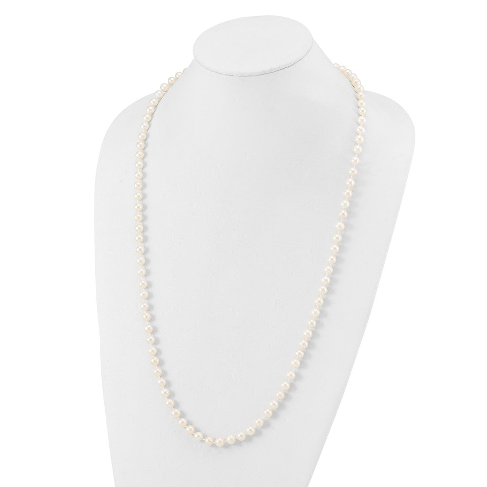 Sterling Silver Rhodium 6-7mm White Freshwater Cultured Pearl Necklace