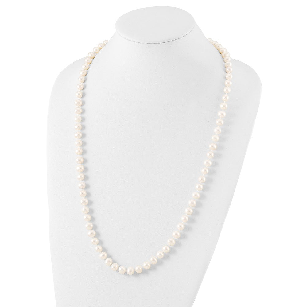 Sterling Silver Rhodium 8-9mm White Freshwater Cultured Pearl Necklace
